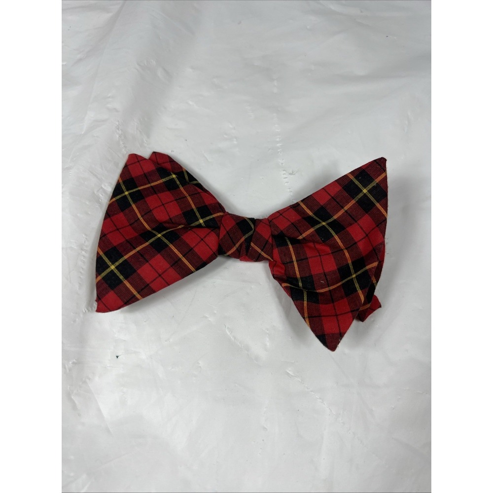 Vintage Royal Rust Resistant Clip on Bow Tie Bowtie 1960s‎ 1970's Red Plaid